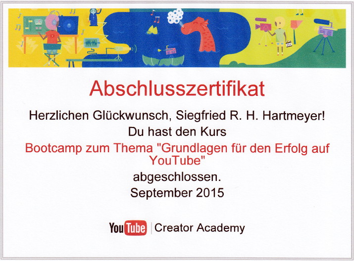 Zertifikat Creator Academy September 2015